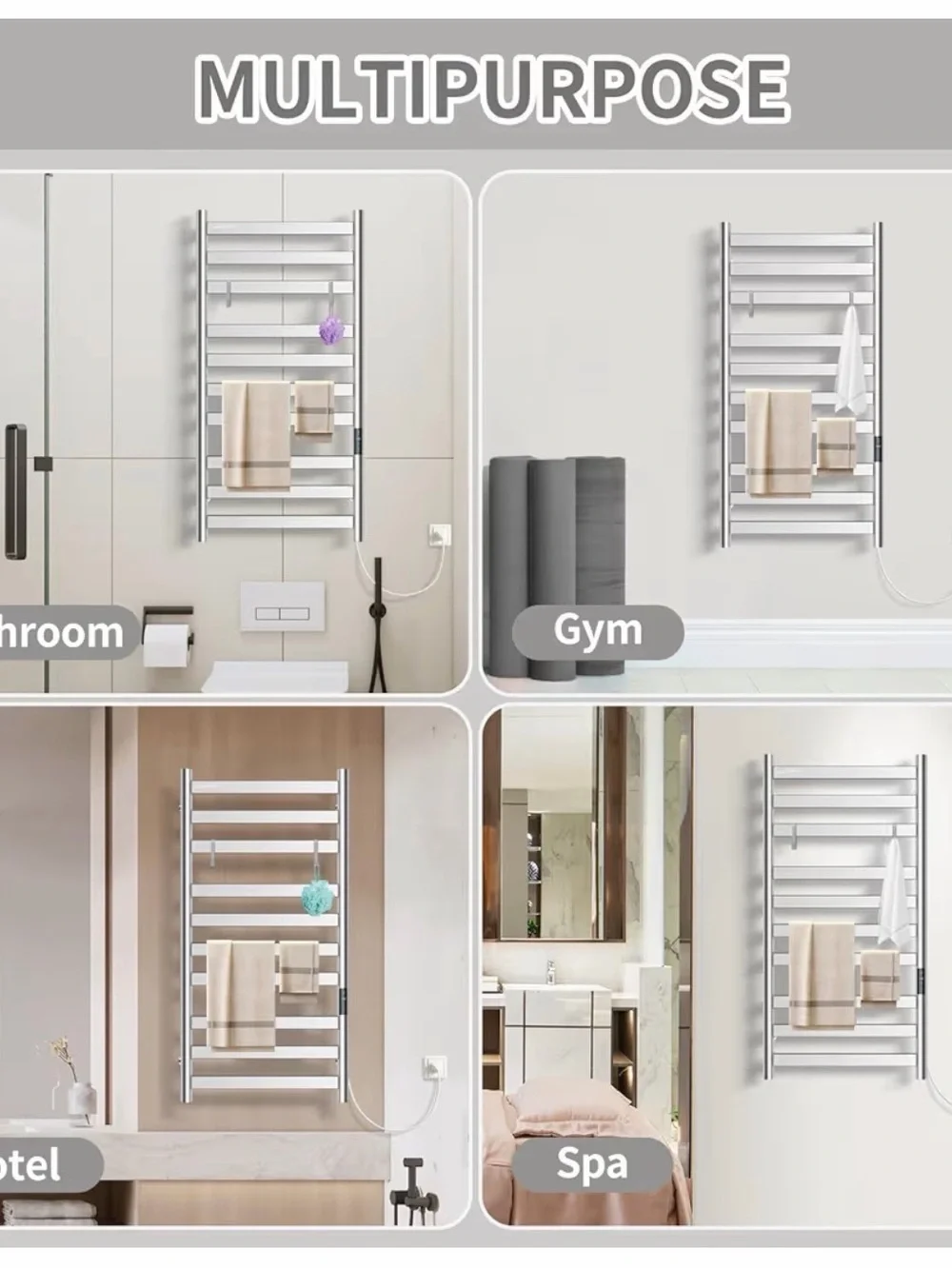 LED Digital Heated Towel Warmer - Stainless Silver